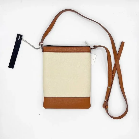 Amiri Men's Leather Crossbody Bag in Brown and Creme, Made in Italy